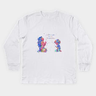 Little girl and boy praying, Kids Long Sleeve T-Shirt